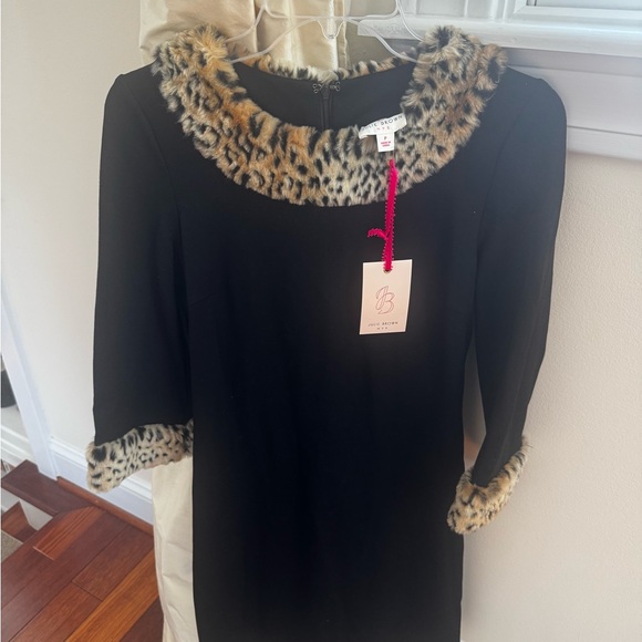 JB by Julie Brown Dresses & Skirts - Julie Brown NWT Black Knit Dress with Leopard Print Trim XS P